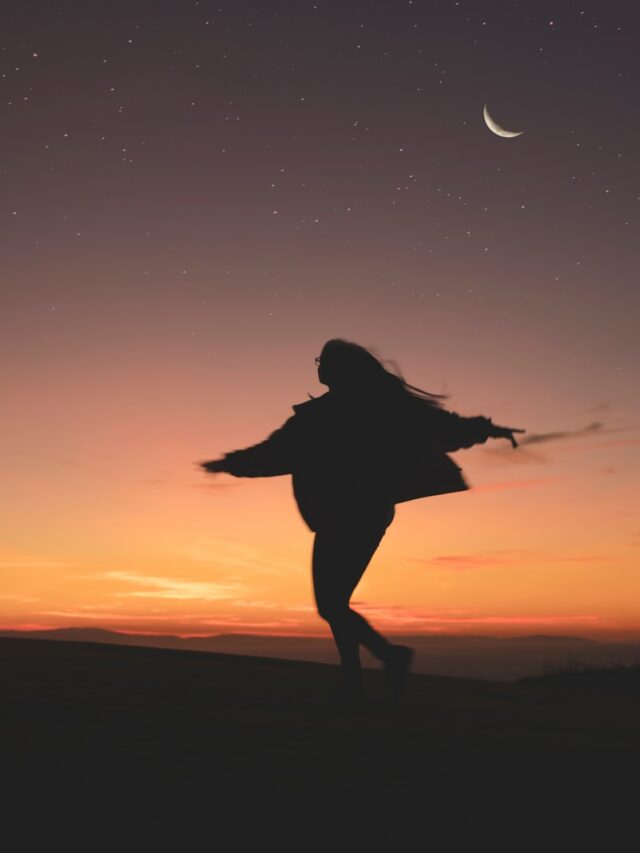 silhouette of woman running during golden hour