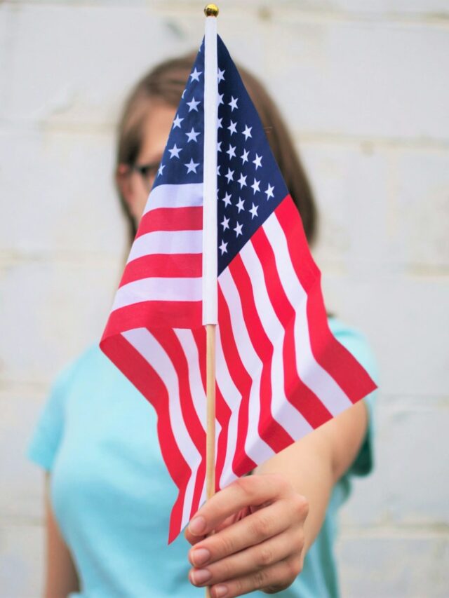 person holding USA Flag