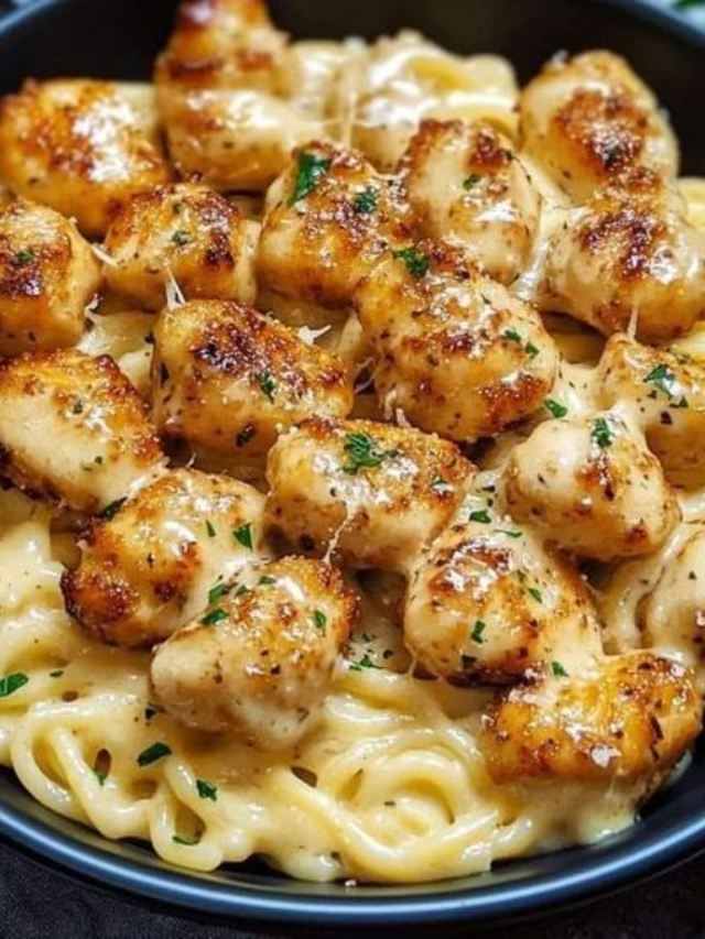 Garlic Butter Chicken Bites with Creamy Parmesan Pasta