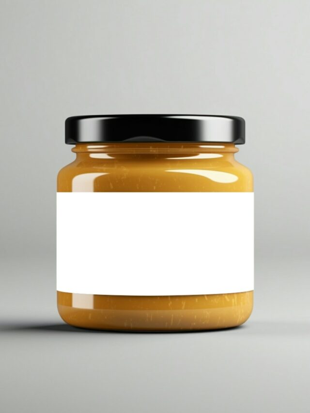 a jar of peanut butter with a white label