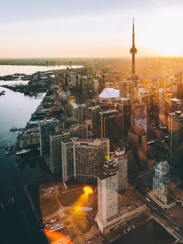 aerial photo of city during golden hour